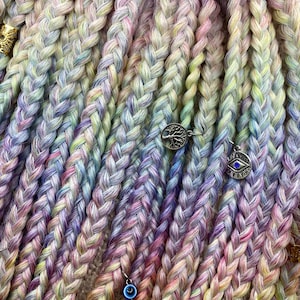 Rainbow Fantasy Braids | Boho Hair Extensions with Open Ends  Charms | Festival Braiding Set