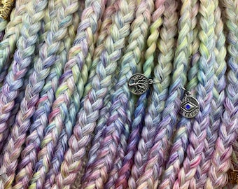 Rainbow Fantasy Braids | Boho Hair Extensions with Open Ends  Charms | Festival Braiding Set