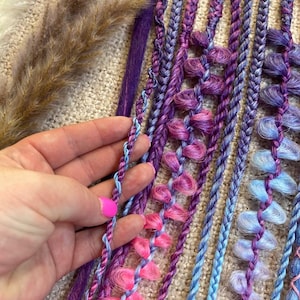 Purple Pink Braided Hair Extensions • Boho Festival Braids Set • Colorful Handmade Synthetic Braids for Hairstyles