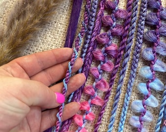 Purple Pink Braided Hair Extensions: Boho Festival Braids with Beads