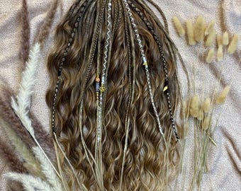 Brown Blonde Dreadlock Extensions, Boho Dreads, Wavy Dreads, Festival Hair, DE SE Dreadlocks