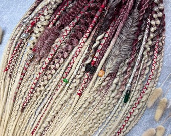 Burgundy Ash Blonde Dreadlock Set – Boho Braids, Kanekalon Twists