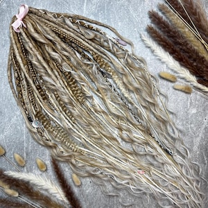 Handmade Blonde Boho Dreadlock Extensions: Braids, Waves & Charms