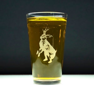 Jackalope Beer Pint Glasses 2 hand etched GREAT GIFT image 1