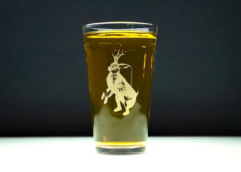 Jackalope Beer Pint Glasses 2 hand etched GREAT GIFT image 1
