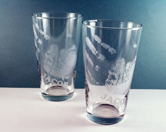 Custom Handprint Pint Glasses (6) - etched with your child's actual handprint GREAT GIFT