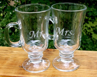 Mr and Mrs Irish Coffee Glass set - Great Wedding Gift