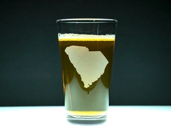 Hand Etched State Outline Pint Glasses (Set of 2)