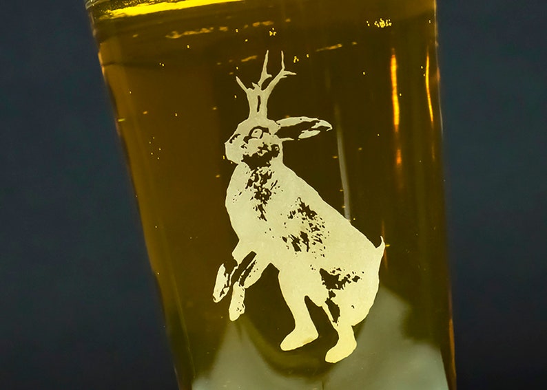 Jackalope Beer Pint Glasses 2 hand etched GREAT GIFT image 2