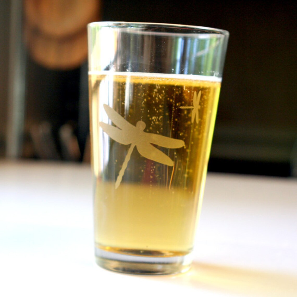 2 Dragonfly Etched Pint Glasses Etsy