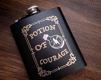 Potion of Courage - Stainless Steel Hip Flask with Engraved Design