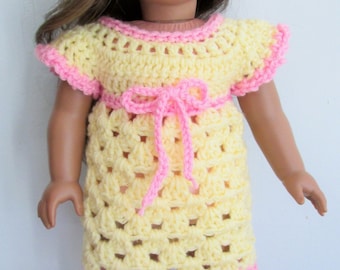 Doll dress PATTERN to crochet, 18 inch dolls, PDF digital download