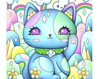 Cross-Stitch PATTERN for Flowers and Rainbows Kitty, digital download, PDF pattern, gift ideas, diy projects, kitten, animals, mothers day