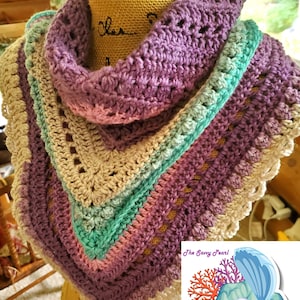 The KaraBelle Shawl, Crochet Triangle shawl PATTERN, PDF instant download, prayer shawl, gift ideas, diy projects, wrap, scarf, textured