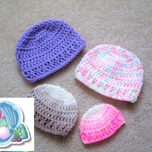 CROCHET PATTERN, The Rudy Baby Cap in 6 infant sizes, newborn, preemie, PDF download, baby hats, diy projects, hospital hats, caps, donate