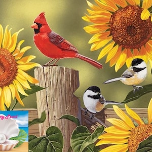 Cross-Stitch PATTERN for Sunflowers and Birds, digital download, PDF pattern