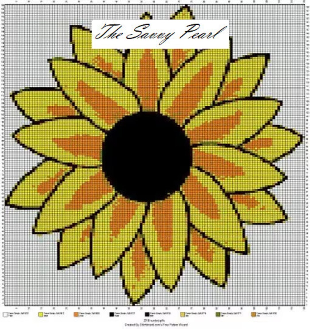 CROCHET Graph With Instructions PATTERN, Sunflower for Afghan, Pdf