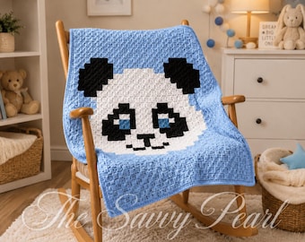 Panda PATTERN for C2C crochet, PDF digital download