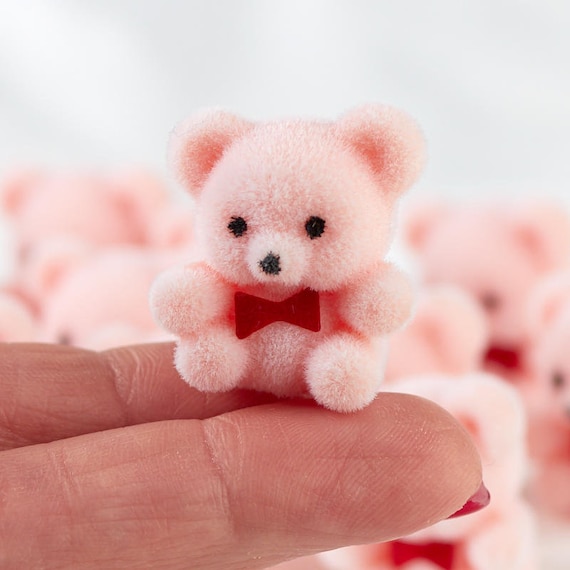 Miniature Pink Flocked Teddy Bears Dollhouse Tiny Game Pieces Cake Decor Craft Projects Gift Ideas Stocking Stuffers Diy Crafts Etsy