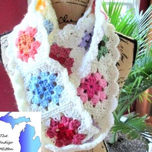 Crochet PATTERN for granny square scarf, infinity and regular, PDF download