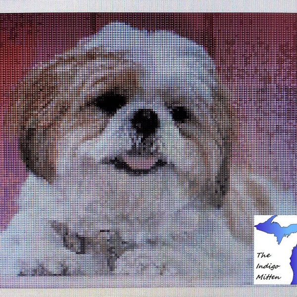 Cross Stitch PATTERN graph for sweet shih-tzu, pdf download, dogs, small, long hair, gift ideas, diy project, x-stitch, puppy, purebred