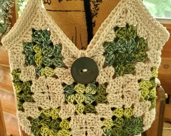 Granny bag, hobo bag, hand crocheted, granny square purse, tote bag, project bag, market bag, gift for mom, gift for sister, hobo, boho