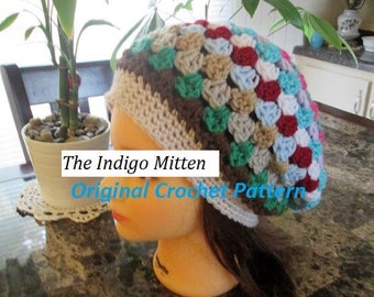 Crochet PATTERN for slouchy hat, The Marshall, easy, diy project, granny square, gift ideas, winter hat, beanie, women, teens, trendy
