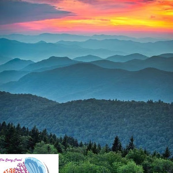 Cross Stitch PATTERN graph for the blue ridge mountains, pdf instant download, scenery, Carolinas, diy project, x-stitch, gift ideas