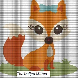 CROCHET graph with instructions PATTERN, girl fox for afghan, nursery pattern, baby, wildlife, gift ideas, foxes, baby's room decor