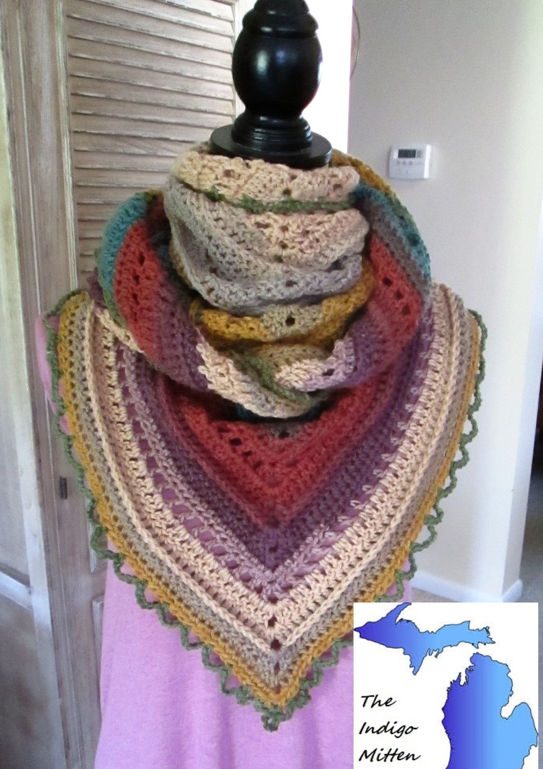 The Morningside Shawl, Crochet Triangle shawl PATTERN, PDF instant download, prayer shawl, gift ideas, diy projects, wrap, scarf, textured image 2