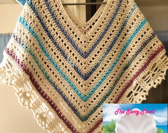 PATTERN, crochet poncho, boho, striped, womens, small through extra large, pdf download, make for mom, sister, friend, birthday, diy project