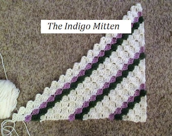 C2C crochet PATTERN, corner to corner, green and orchid diagonal stripes for afghan, graph and word instructions, easy, diy project for gift