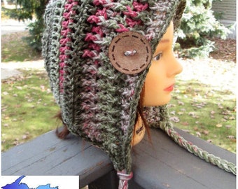 Crochet hood PATTERN, bonnet, hat, for women, for teens, gift ideas, trendy, gift for young adult, winter, braided, intermediate