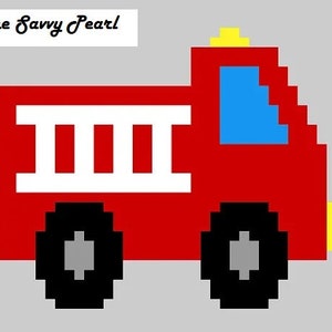 C2C crochet PATTERN, corner to corner, fire truck for afghan, pdf instant download