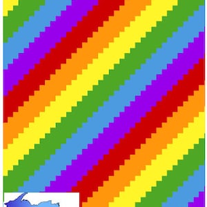 MOTIF au crochet C2C, coin à coin, rayures arc-en-ciel pour afghan