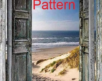 Cross Stitch PATTERN graph for door to paradise, beach, ocean, sea, vacation, caribbean, tropical, window, home decor, diy projects