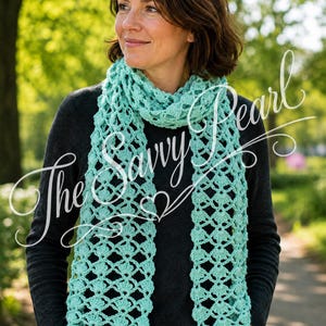 Scarf, lacy PATTERN for crochet, PDF digital download