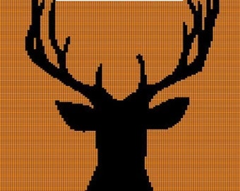 CROCHET graph with instructions PATTERN, buck shadow for afghan, deer pattern, hunting, diy gift for men, hunters, fall, autumn