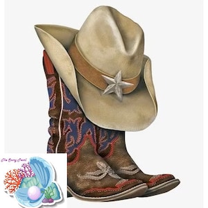 Cross-Stitch PATTERN for Country Style, digital download, PDF pattern, gift ideas, diy projects, cowboy, cowgirl, boots, hat
