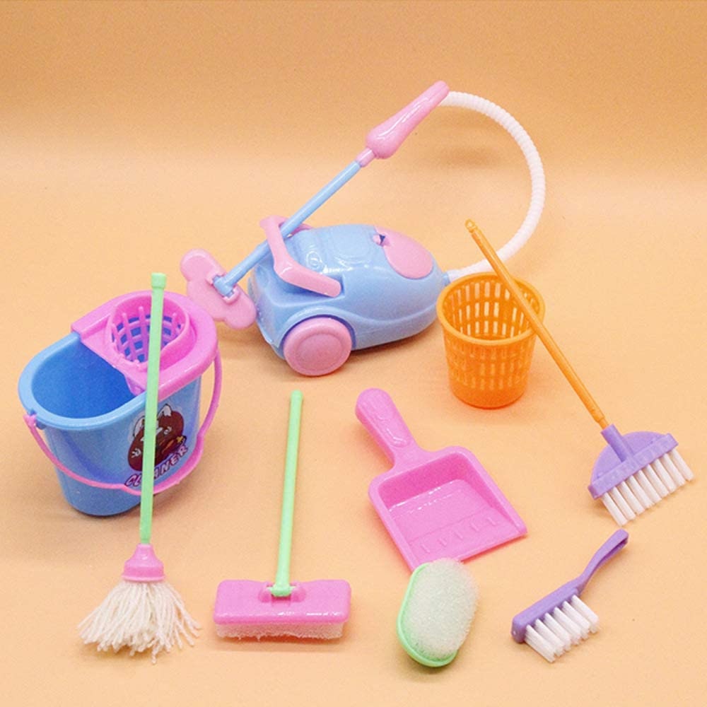 7 Pcs/Set Mini Doll Cleaning Supplies Plastic Cleaning Sets Play House D 16 