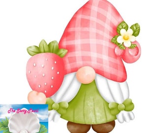 Cross-Stitch PATTERN for Strawberry Gnome, digital download, PDF download, x-stitch, pink, strawberries, wall decor, gift ideas, diy project