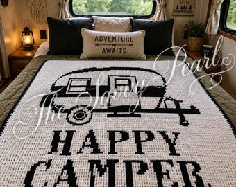 Happy Camper Afghan-Häkelmuster: Reisemobil Campingdecke (Digitaler Download)