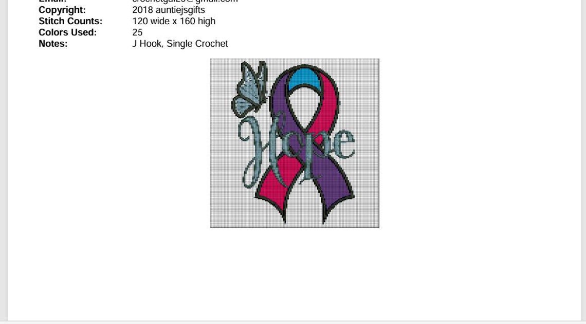Cancer Ribbon PATTERN for Crochet, PDF Digital Download - Etsy