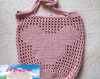 Market bag crochet PATTERN, PDF download, mouse design, beach bag, diy project, crochet, filet pattern, easy, toy bag