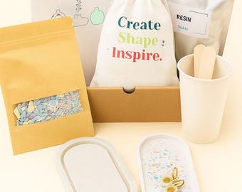 DIY Terrazzo Tray Kit – Creative Gift to Make Together, Easy Pre-Measured Craft Set