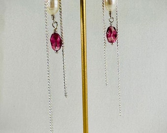 Verre tchèque à facettes, cristal Swarovski et perle d'eau douce roses