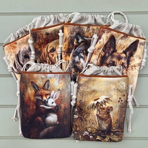 Canvas Phone Bag | Eco-Friendly Fabric | Original Illustration | Handmade in France | 15x20 cm