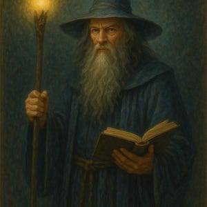 The Arcane Sentinel - Mysterious Wizard - Wall Art Digital Print