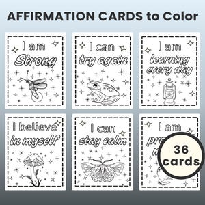 Cartões de Afirmação para Crianças para Imprimir | Conjunto de Afirmações para Colorir | Atividade para o Cantinho da Calma em PDF | Colorir para Educadores Domiciliares | Tema Floresta Noturna