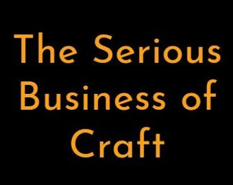 Puede incluir: Fondo negro con el texto "The Serious Business of Craft" en naranja. Debajo, un gráfico de panal de abeja naranja. Imagen promocional para negocios relacionados con la artesanía.